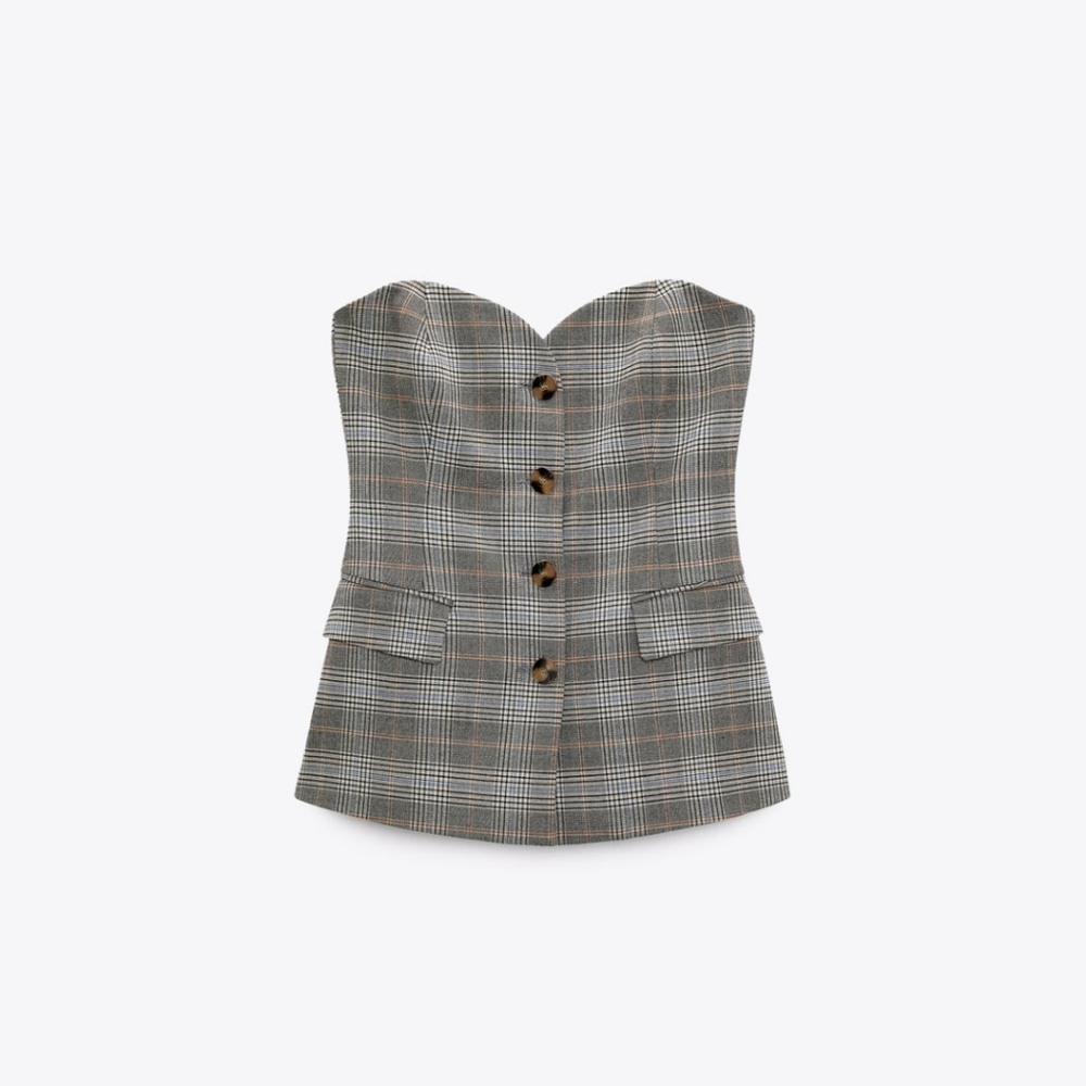 Zara Plaid Bustier top